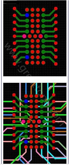 焊盤內(nèi)過孔用于內(nèi)部，而外部引腳在0.5mm柵格上扇出-深圳宏力捷